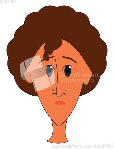 Image of Sad girl with curly hair vector illustration on white background