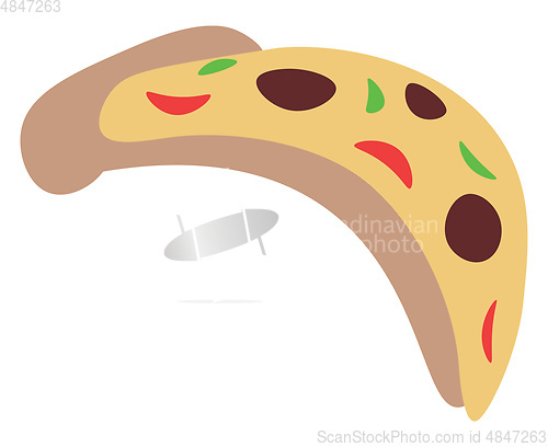 Image of A slice of pizza with toppings vector or color illustration