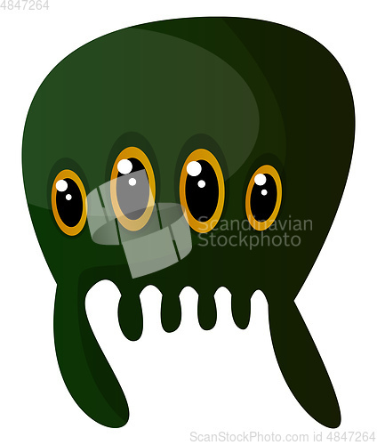 Image of Green meduza monster with four eyes illustration vector on white