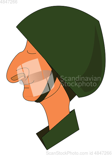 Image of A smiling soldier wearing a military helmet is smiling vector co