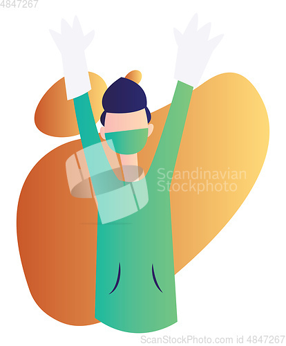 Image of Ward boy holding hands up high vector illustration on a white ba