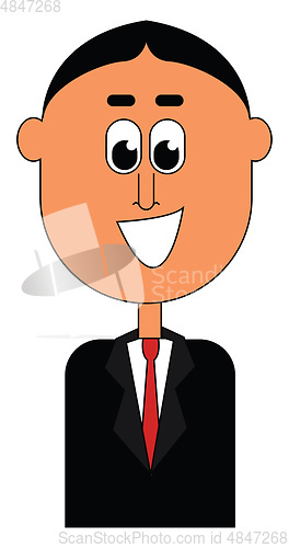 Image of Clipart of a smiling man in a black coat and suit vector or colo