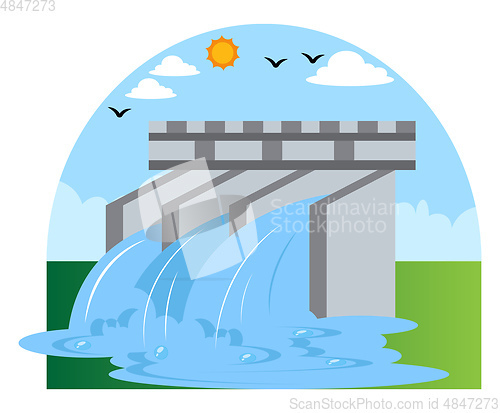 Image of Hydroelectric power as eco source illustration vector on white b