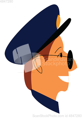 Image of A policeman in his uniform and wearing a sunglass is smiling vec