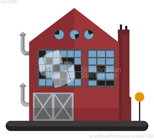 Image of Cartoon red building with blue windows vector illustartion on wh