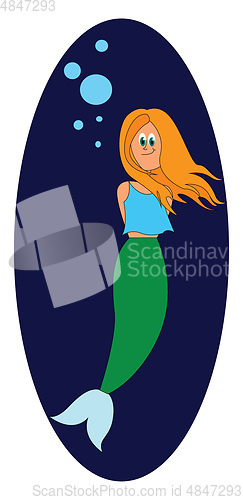 Image of Portrait of a mermaid vector or color illustration