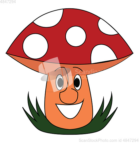 Image of Smiling red mushroom vector illustration on white background