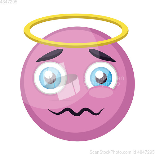 Image of Light pink angel emoji face vector illustration on a white backg