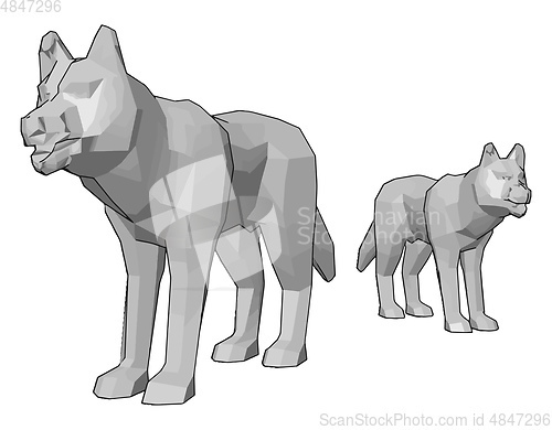 Image of Two white colored dogs toy cartoon vector or color illustration