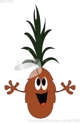 Image of Happy pineapple vector or color illustration