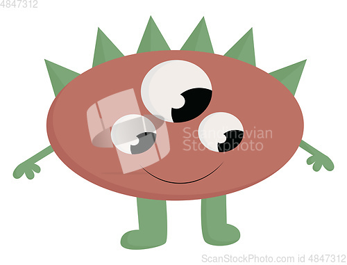 Image of A brown 3 eyed monster, vector color illustration.