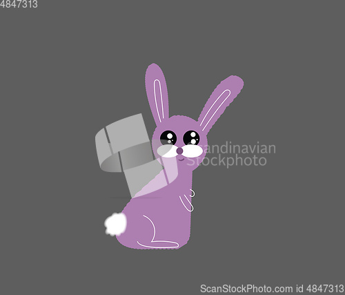Image of Portrait of a pink rabbit over black background viewed from the 