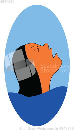 Image of A woman puts out a SOS as she drowns in an ocean vector color dr