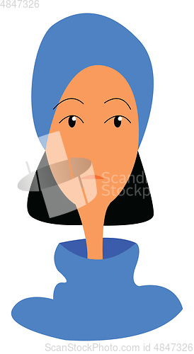 Image of Woman wearing headscarf vector or color illustration