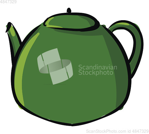 Image of Clipart of a green kettle/Teapot/Evening snacks time vector or c