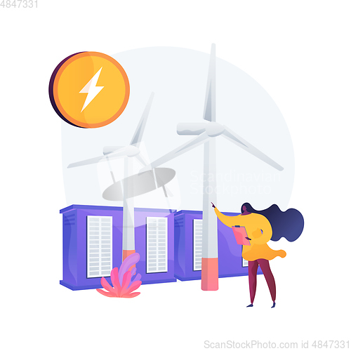 Image of Wind farm with windmills vector concept metaphor.