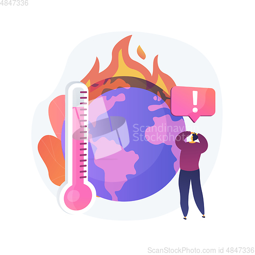 Image of Earth climate change, temperature increase, global warming vector concept metaphor.