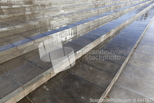 Image of wet concrete steps