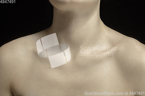 Image of Texture of human skin. Close up of well-kept caucasian human body