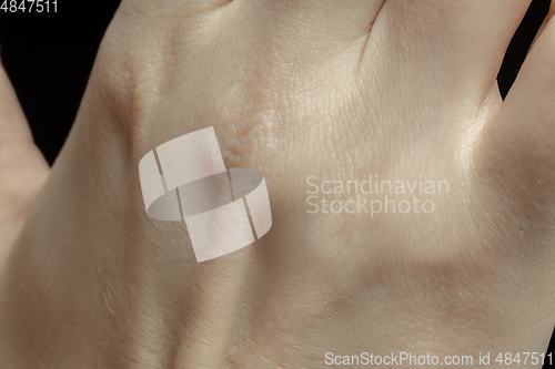 Image of Texture of human skin. Close up of well-kept caucasian human body