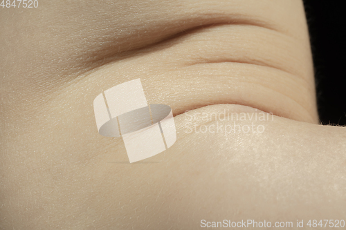 Image of Texture of human skin. Close up of well-kept caucasian human body