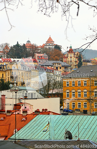 Image of Cityscape of Karlovy Vary in the late autumn time, Czech Republi