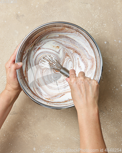 Image of chocolate cake dough making process