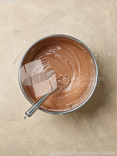 Image of bowl of chocolate cake dough