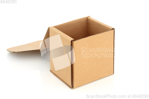 Image of Cube Shaped Cardboard Box Open with Lid