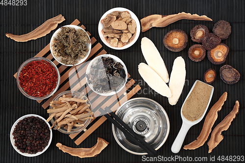 Image of Chinese Moxibustion Treatment with Herbs and Spice  