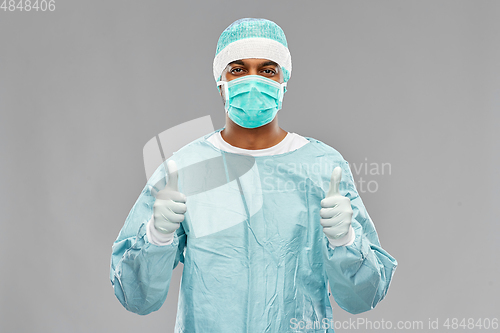 Image of indian male doctor or surgeon in protective wear