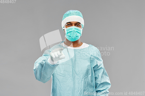 Image of indian male doctor or surgeon in protective wear