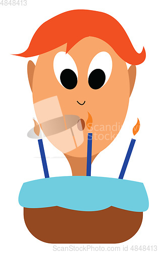 Image of Birthday boy with three candles vector or color illustration