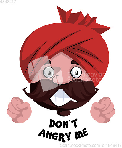 Image of Man with turban is feeling angry, illustration, vector on white 