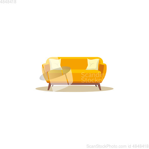 Image of A yellow-colored sofa vector or color illustration