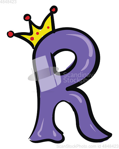 Image of Alphabet capital r queen emoji in purple color vector or color i