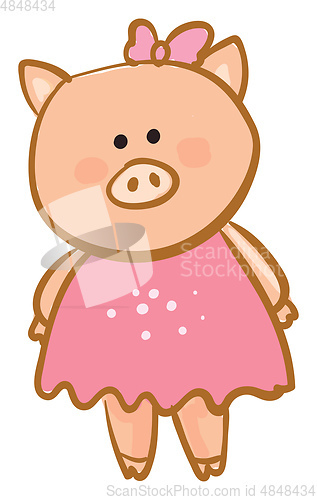 Image of Drawing of a cute baby piggie/Cartoon piglet vector or color ill