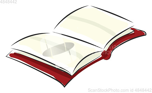 Image of Portrait of an opened red book vector or color illustration
