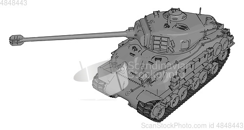 Image of 3D vector illustration on white background of a gray military ta