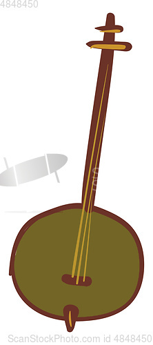 Image of An olive colored banjo, vector color illustration.