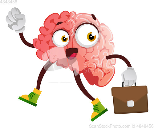 Image of Brain is going to work, illustration, vector on white background