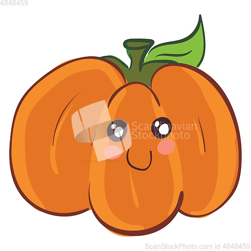 Image of Cute and large orange-colored pumpkin vector or color illustrati