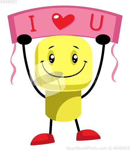Image of Yellow character says that he loves you illustration vector on w