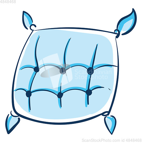 Image of Vector illustration of a light blue pillow with dark blue button