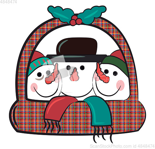 Image of Snowman arrangement on a basket vector or color illustration