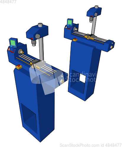Image of Two blue colored short machine vector or color illustration