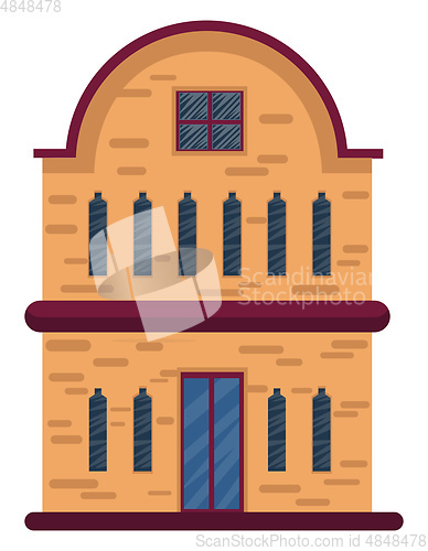 Image of Cartoon orange building with red roof vector illustartion on whi