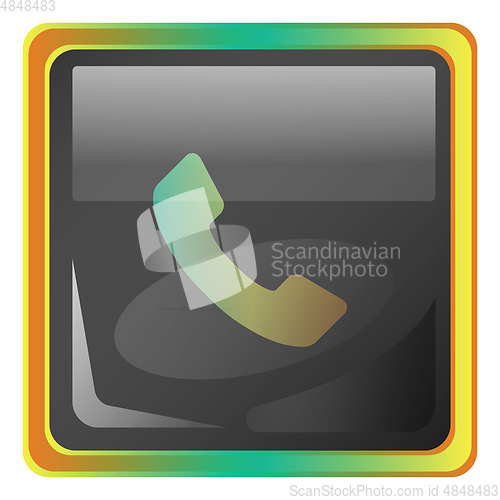 Image of Call grey square vector icon illustration with yellow and green 