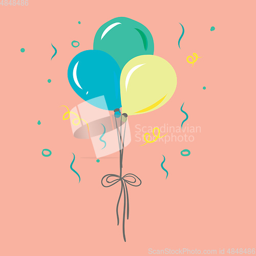 Image of Three colorful balloons with exclamation mark tied together with