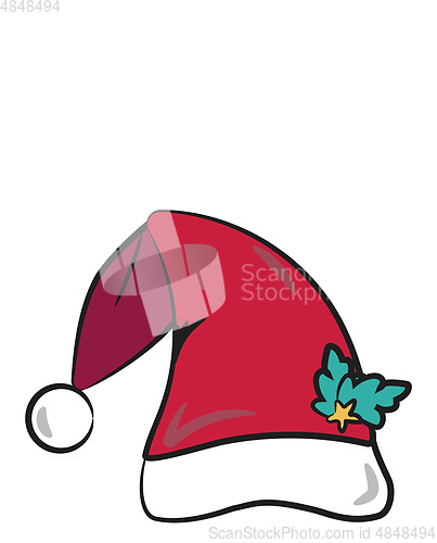 Image of Santa Claus hat with ornament vector or color illustration